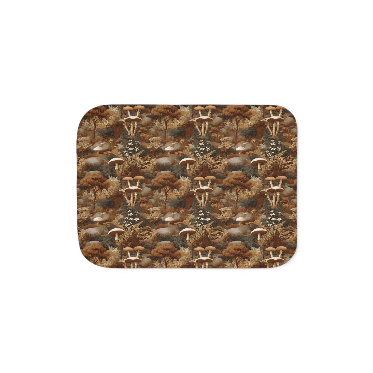 Autumn Mushroom Forest Sherpa Blanket | Cozy Fall Fungi Pattern