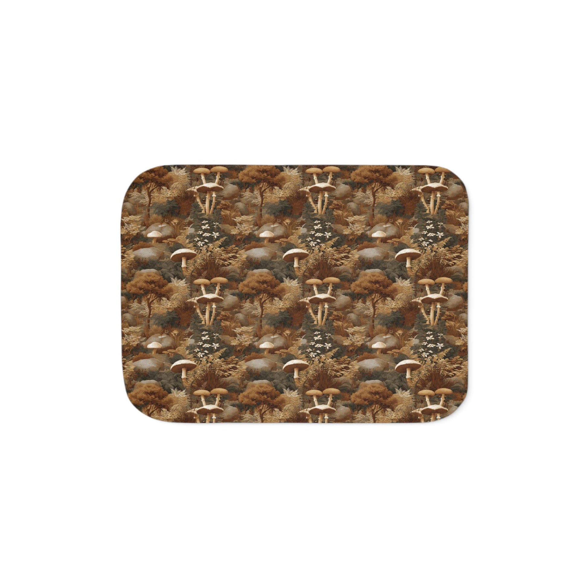 Autumn Mushroom Forest Sherpa Blanket | Cozy Fall Fungi Pattern