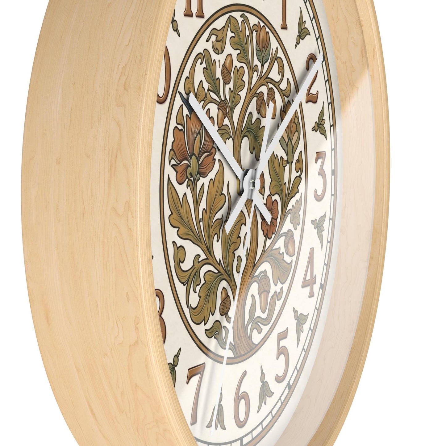 Art Nouveau Floral Acorn Tree Wall Clock | Vintage Style Home Decor