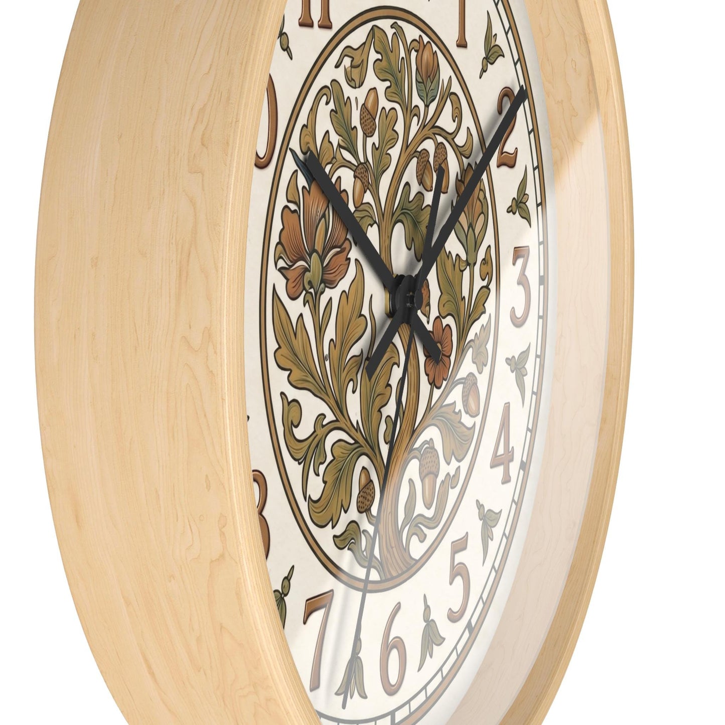 Art Nouveau Floral Acorn Tree Wall Clock | Vintage Style Home Decor