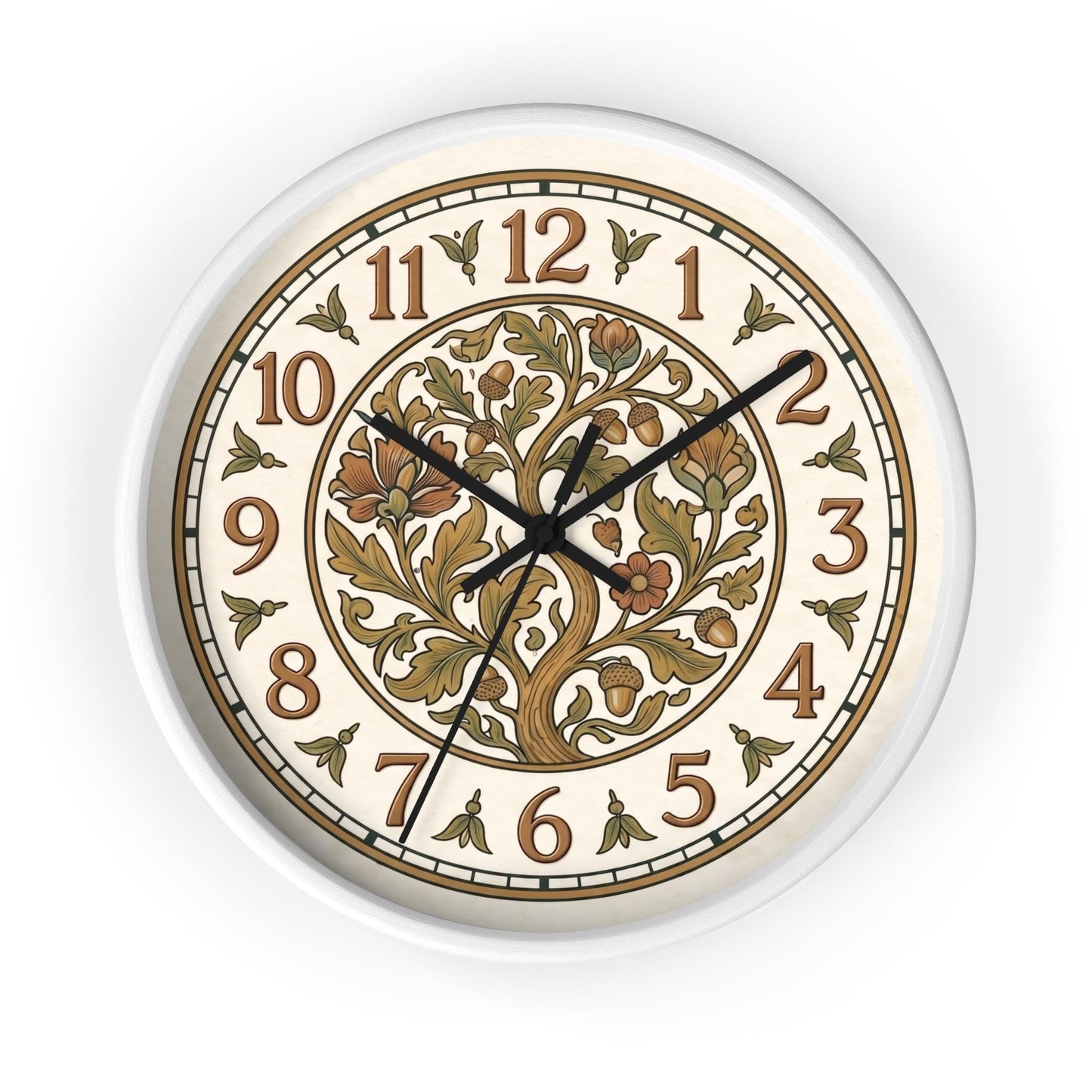 Art Nouveau Floral Acorn Tree Wall Clock | Vintage Style Home Decor