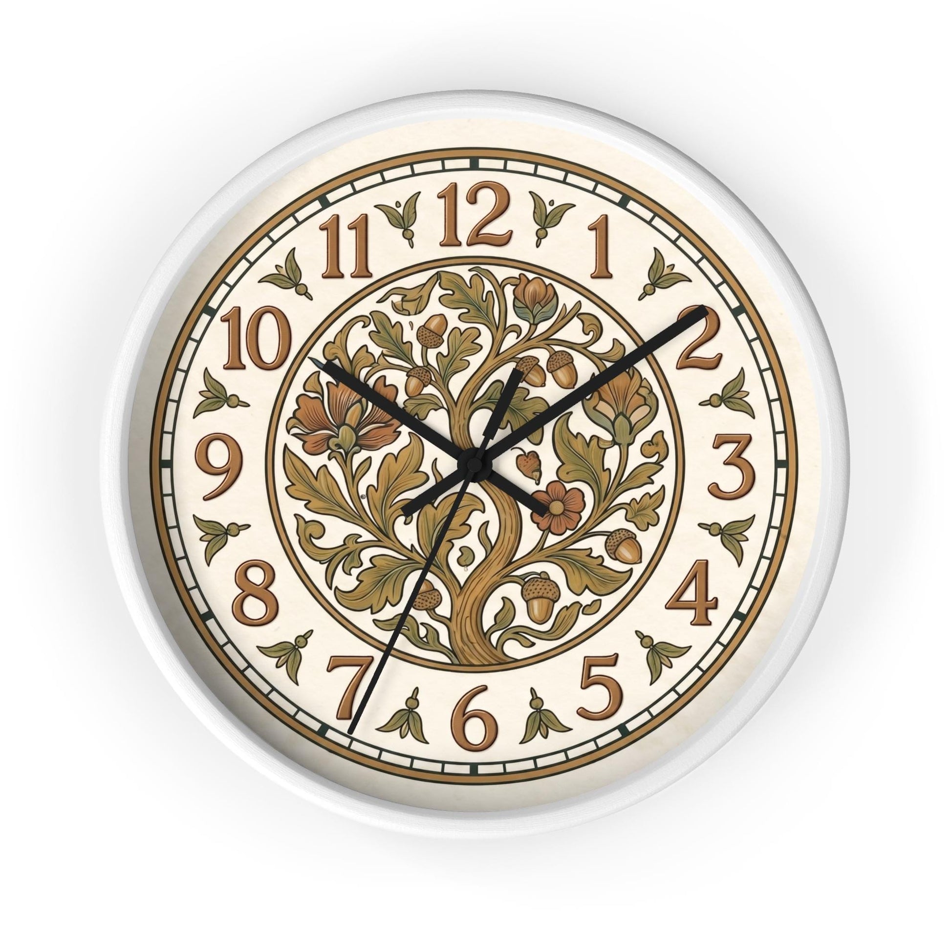 Art Nouveau Floral Acorn Tree Wall Clock | Vintage Style Home Decor